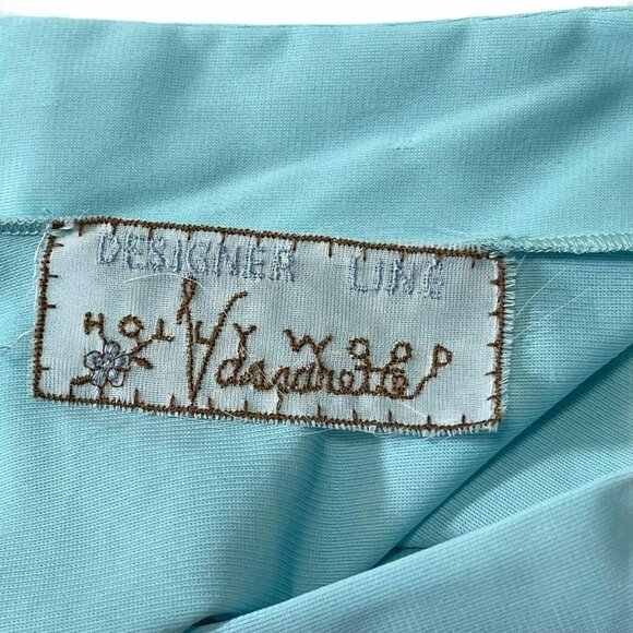 Hollywood Vassarette Blue Robe Nightgown Designer Line Loungewear 32 Vtg 1960s - Picture 9 of 10